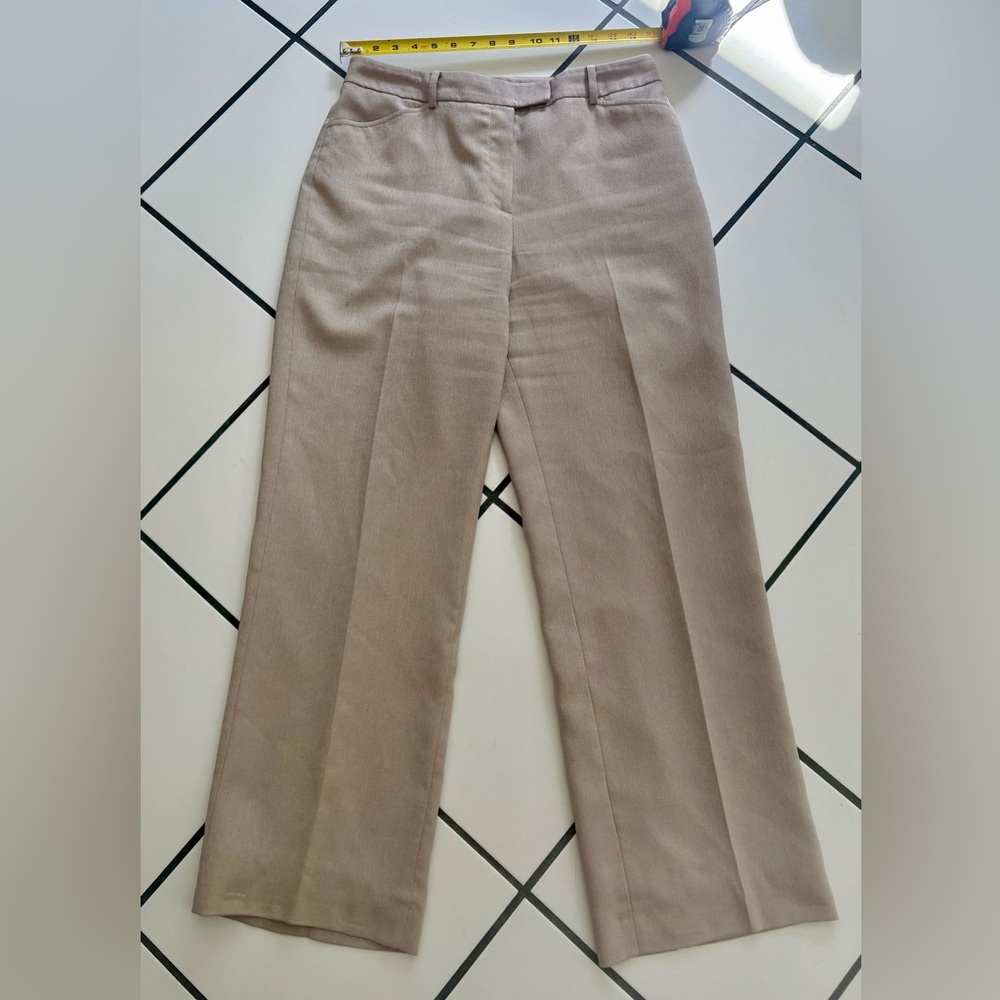 Beige Wide-Leg Trousers